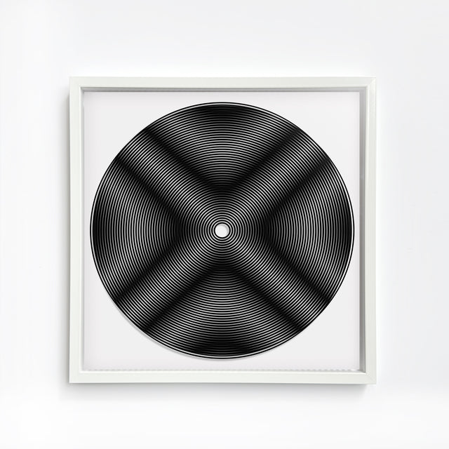 black and white handmade artwork, handmade screen printing, 30x30cm in aluminium frame.