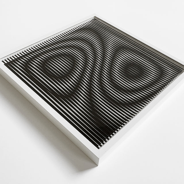 black and white handmade artwork, handmade screen printing, 30x30cm in aluminium frame.