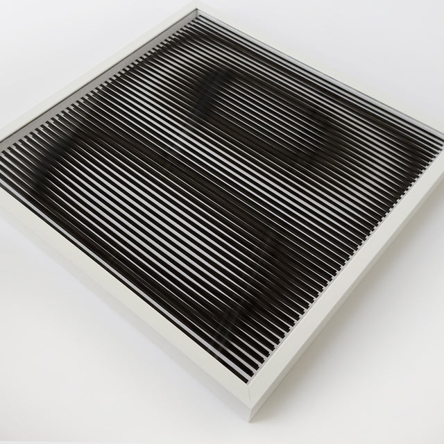 black and white handmade artwork, handmade screen printing, 30x30cm in aluminium frame.