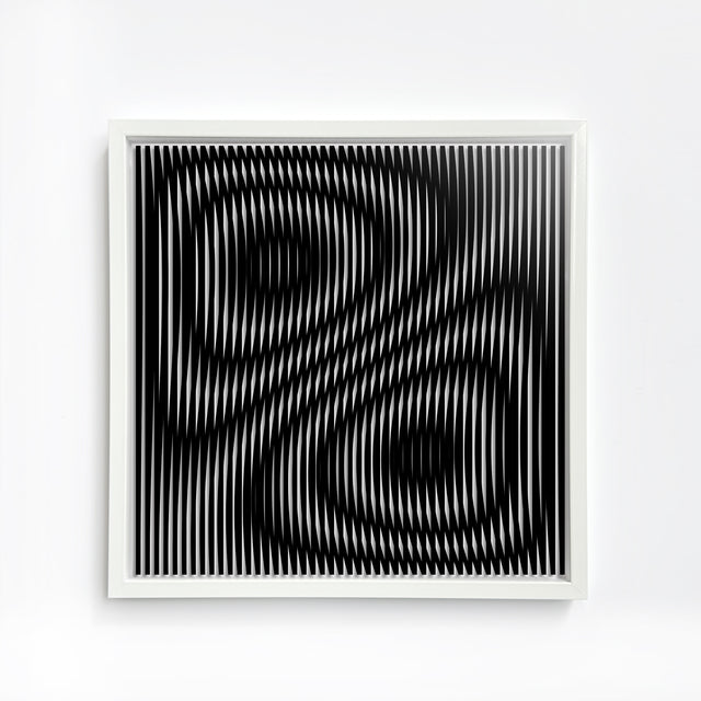 black and white handmade artwork, handmade screen printing, 30x30cm in aluminium frame.