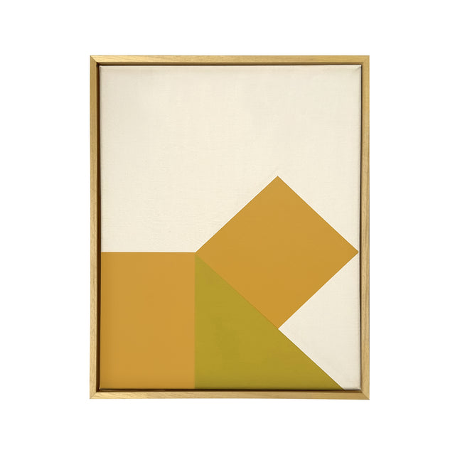 acrylic on canvas, mustard yellow and pistachio colors, 30x40cm, duo composition on wood frame.
