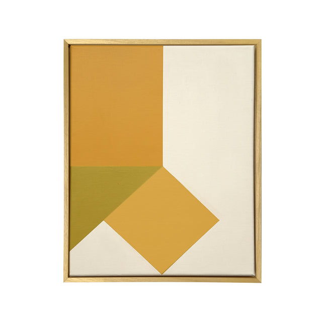 acrylic on canvas, mustard yellow and pistachio colors, 30x40cm, duo composition on wood frame.