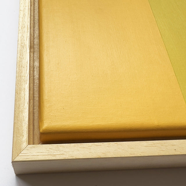 acrylic on canvas, mustard yellow and pistachio colors, 30x40cm, duo composition on wood frame.