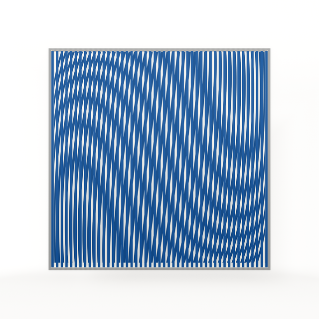 Op Blue Waves – blue geometric optical acrylic artwork by Marcio Pontes