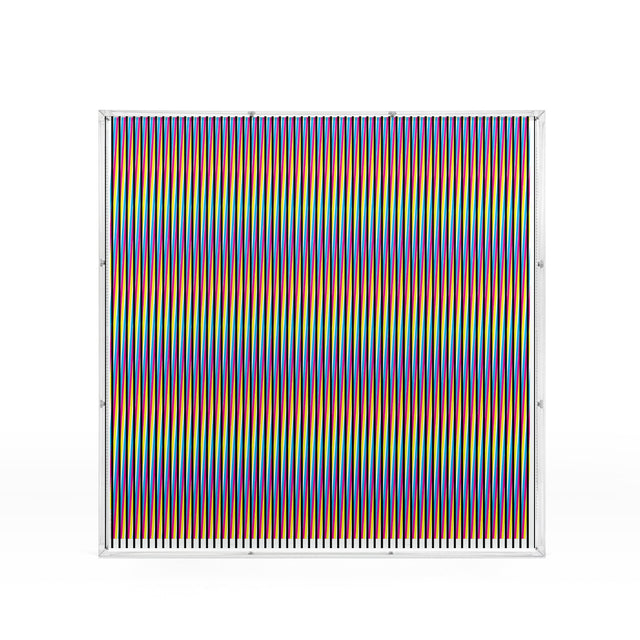 Op Line – rainbow geometric optical acrylic artwork by Marcio Pontes