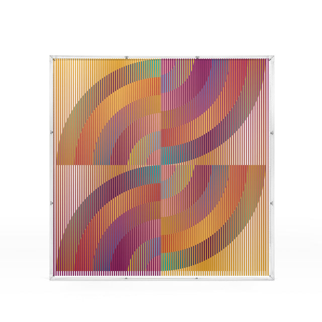 Op Rainbow – rainbow geometric optical acrylic artwork by Marcio Pontes