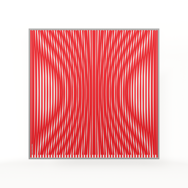 Op Red Channel – red geometric optical acrylic artwork by Marcio Pontes