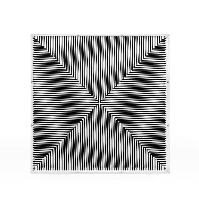 Op X Line – black and white geometric optical acrylic artwork by Marcio Pontes