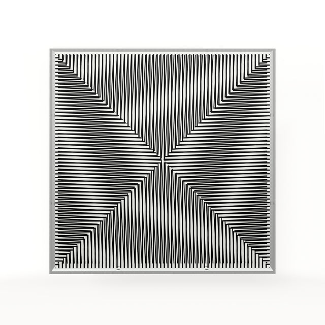 Op X Line – black and white geometric optical acrylic artwork by Marcio Pontes