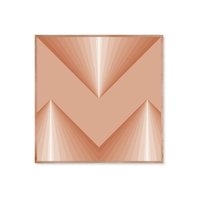 Retroart Triangulares 2 – terracotta and cream bold geometric art print by Marcio Pontes, framed