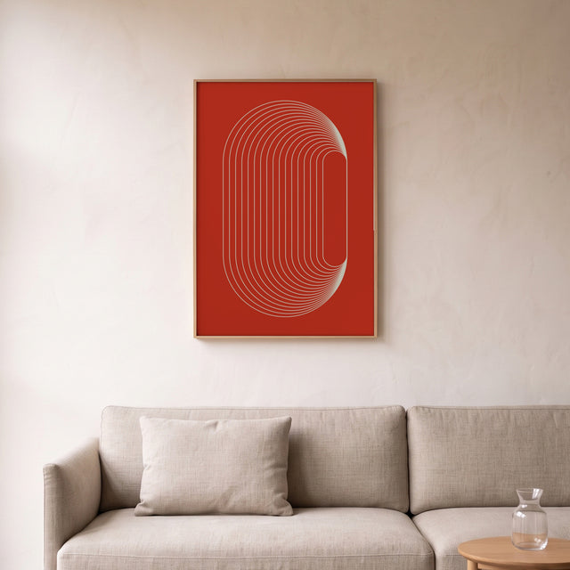 Kundaline Muladhara framed above a linen sofa – art print by Marcio Pontes