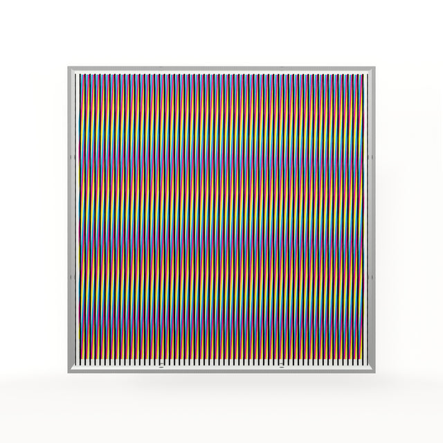 Op Line – rainbow geometric optical acrylic artwork by Marcio Pontes