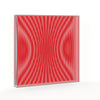 Op Red Channel – video of the red optical acrylic artwork by Marcio Pontes, the pattern shifting as the view moves