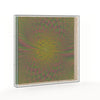 Op Sunny Lines – video of the yellow, green and pink optical acrylic artwork by Marcio Pontes, the pattern shifting as the view moves