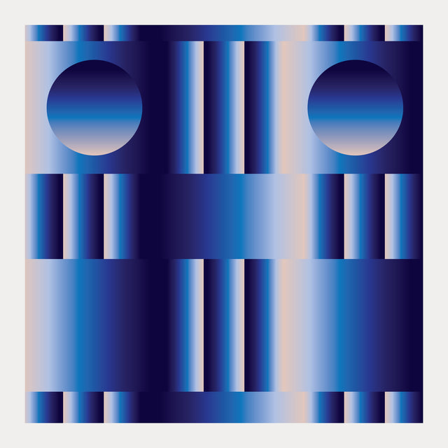 Retrocosmos Blue 2 – navy and cobalt bold geometric art print by Marcio Pontes