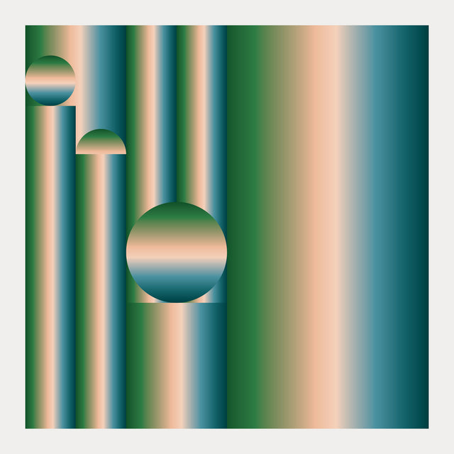Retrocosmos Green – teal and green bold geometric art print by Marcio Pontes