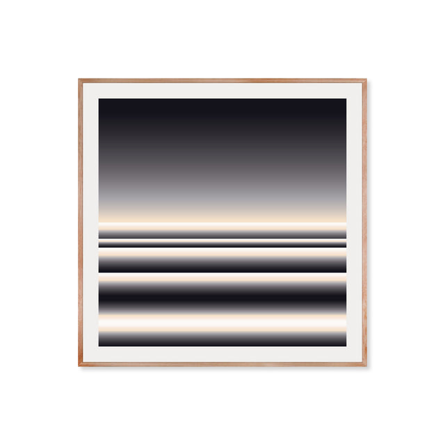 Retrocosmos Lunar 1 – black and cream bold geometric art print by Marcio Pontes, framed