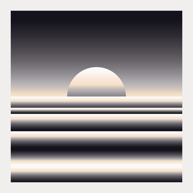 Retrocosmos Lunar 2 – black and cream bold geometric art print by Marcio Pontes