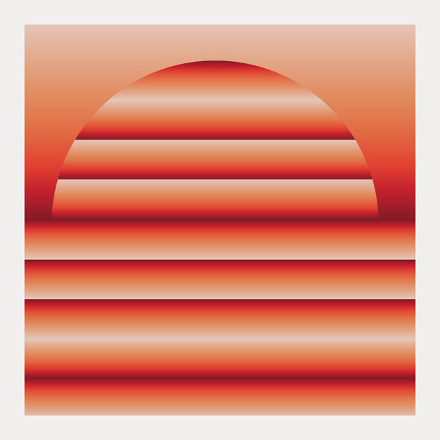 Retrocosmos Sunset 1 – red and orange bold geometric art print by Marcio Pontes
