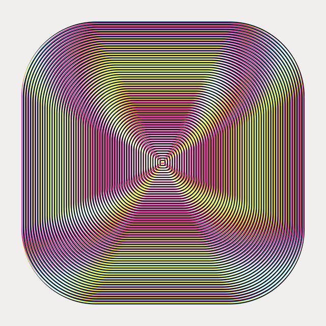 Underline Optical Y&Magenta – yellow and magenta line art print by Marcio Pontes