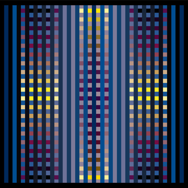 Underline Purple 2 – blue and yellow line art print by Marcio Pontes